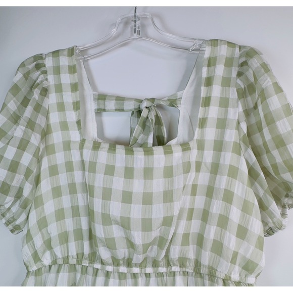 Mine Green and white checkered Dress Size Large - Picture 3 of 12